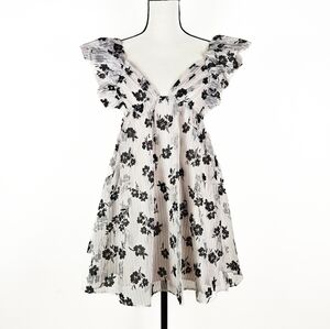 NWT Storia Velveteen Floral Babydoll Mini Dress